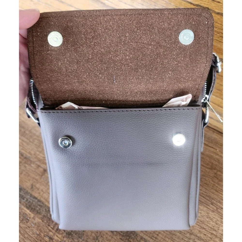 Unisex Business PU Leather Messenger Bag Shoulder Crossbody Sling Pack, Brown